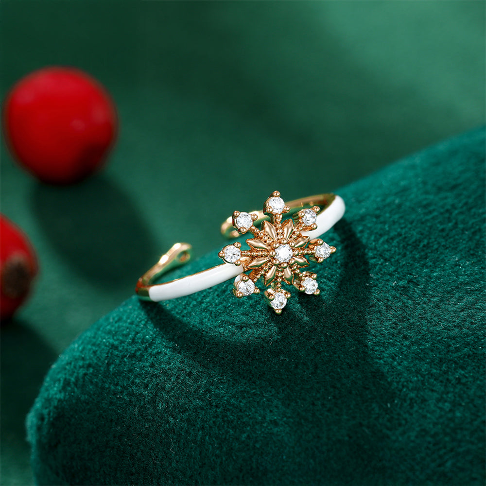 Anillo de Aleación Bañado en Oro con Cristal Emporia® Blanco y Esmalte