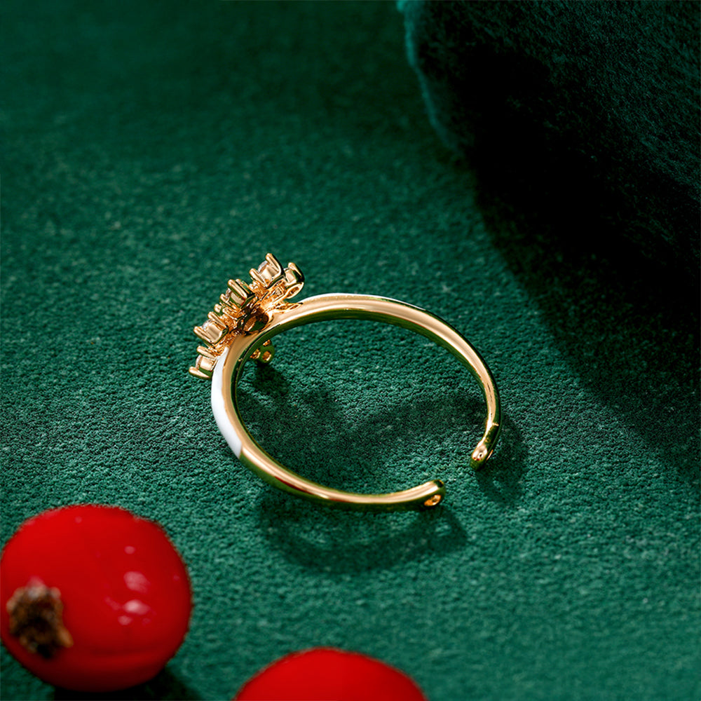 Anillo de Aleación Bañado en Oro con Cristal Emporia® Blanco y Esmalte 4 