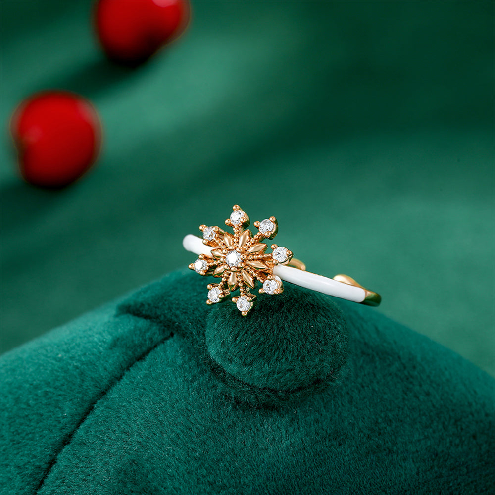 Anillo de Aleación Bañado en Oro con Cristal Emporia® Blanco y Esmalte 5 