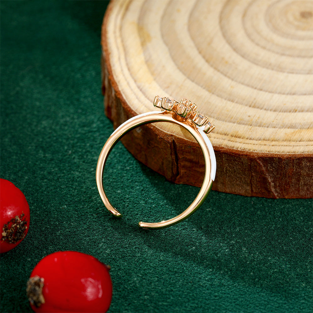 Anillo de Aleación Bañado en Oro con Cristal Emporia® Blanco y Esmalte 7 