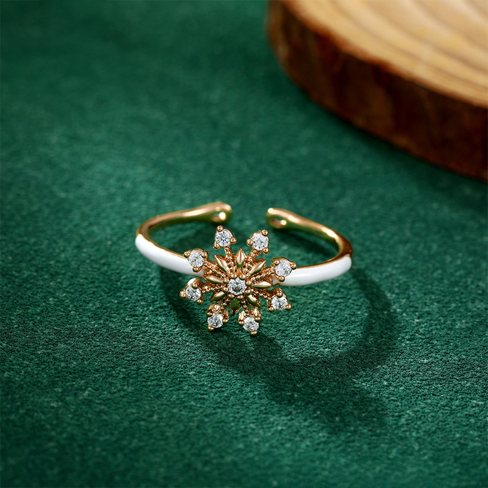 Anillo de Aleación Bañado en Oro con Cristal Emporia® Blanco y Esmalte