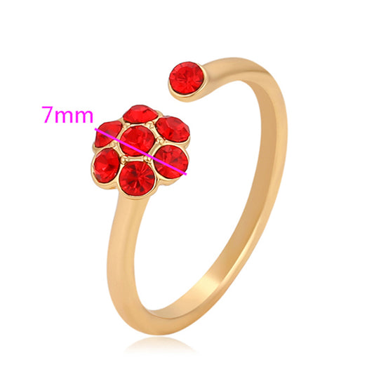 Anillo de Aleación Bañado en Oro con Cristal Emporia® Rojo