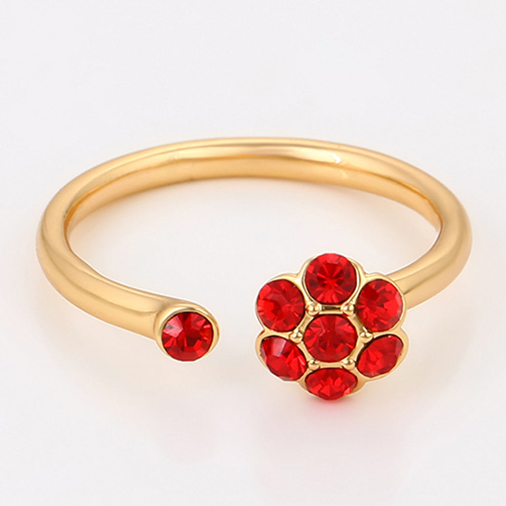 Anillo de Aleación Bañado en Oro con Cristal Emporia® Rojo