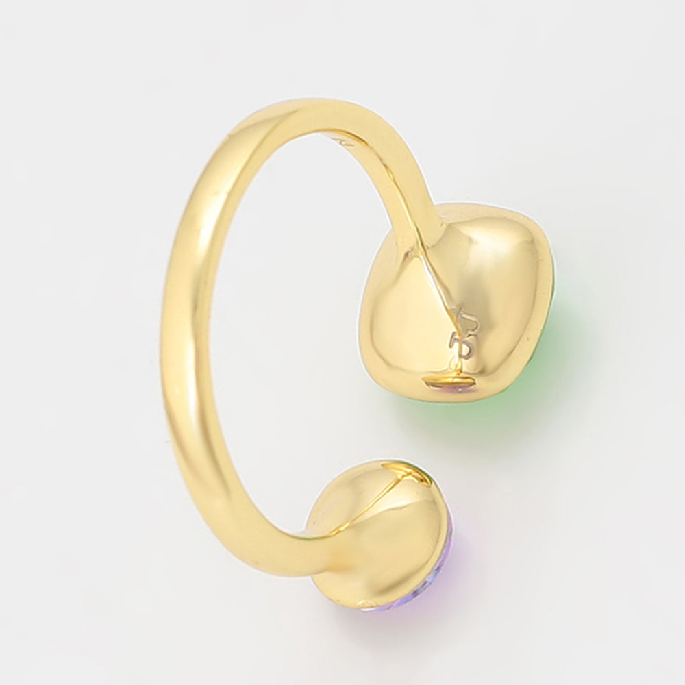 Anillo de Aleación Bañado en Oro con Cristal Emporia® Verde y Cristal Emporia® Púrpura 7 