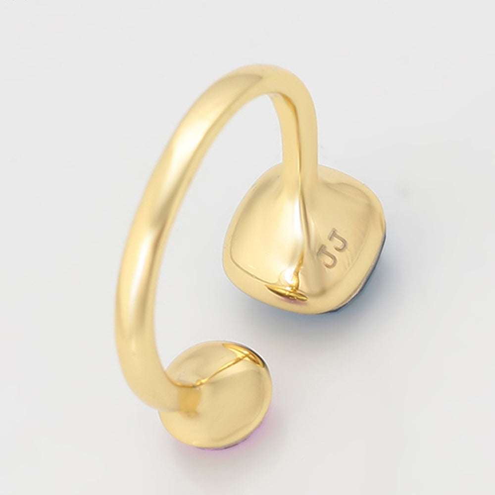 Anillo de Aleación Bañado en Oro con Cristal Emporia® Púrpura y Cristal Emporia® Azul
