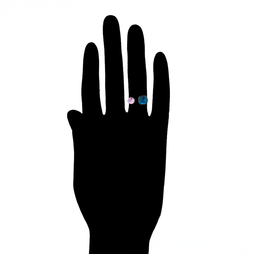 Anillo de Aleación Bañado en Oro con Cristal Emporia® Púrpura y Cristal Emporia® Azul 8 