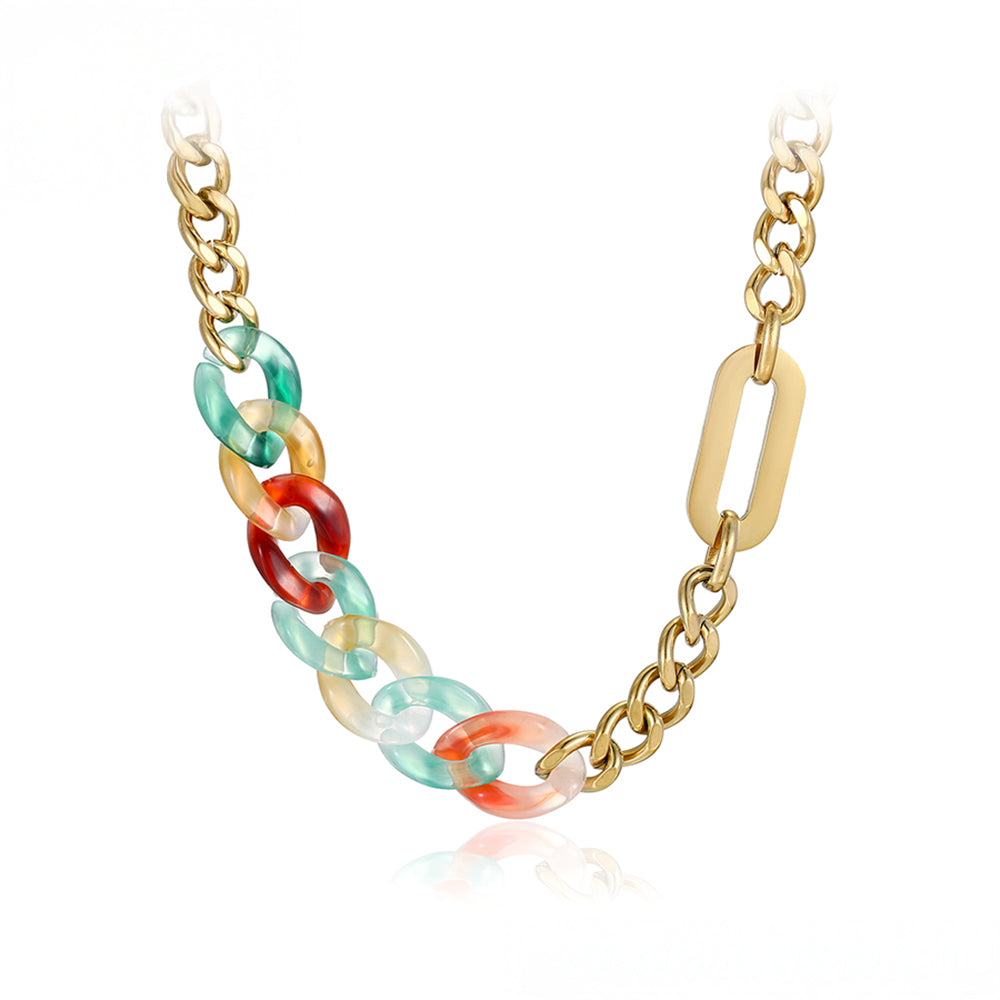 Collar de Aleación Bañado en Oro con Cristal Emporia® Rojo y Cristal Emporia® Azul 2 