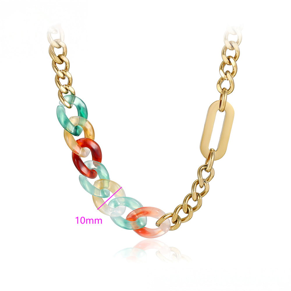 Collar de Aleación Bañado en Oro con Cristal Emporia® Rojo y Cristal Emporia® Azul 3 