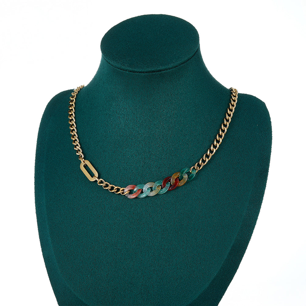 Collar de Aleación Bañado en Oro con Cristal Emporia® Rojo y Cristal Emporia® Azul 8 