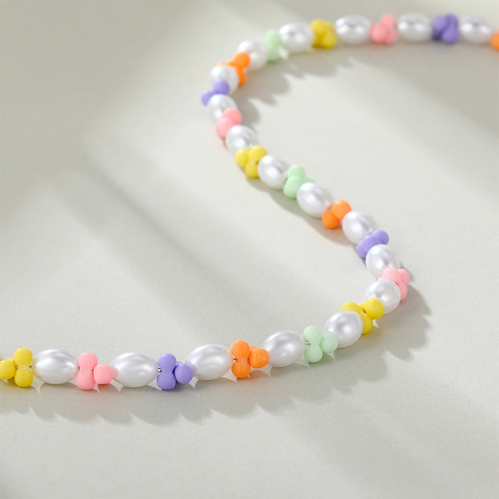 Collar de Aleación Bañado en Oro con Perla de cristal 1 