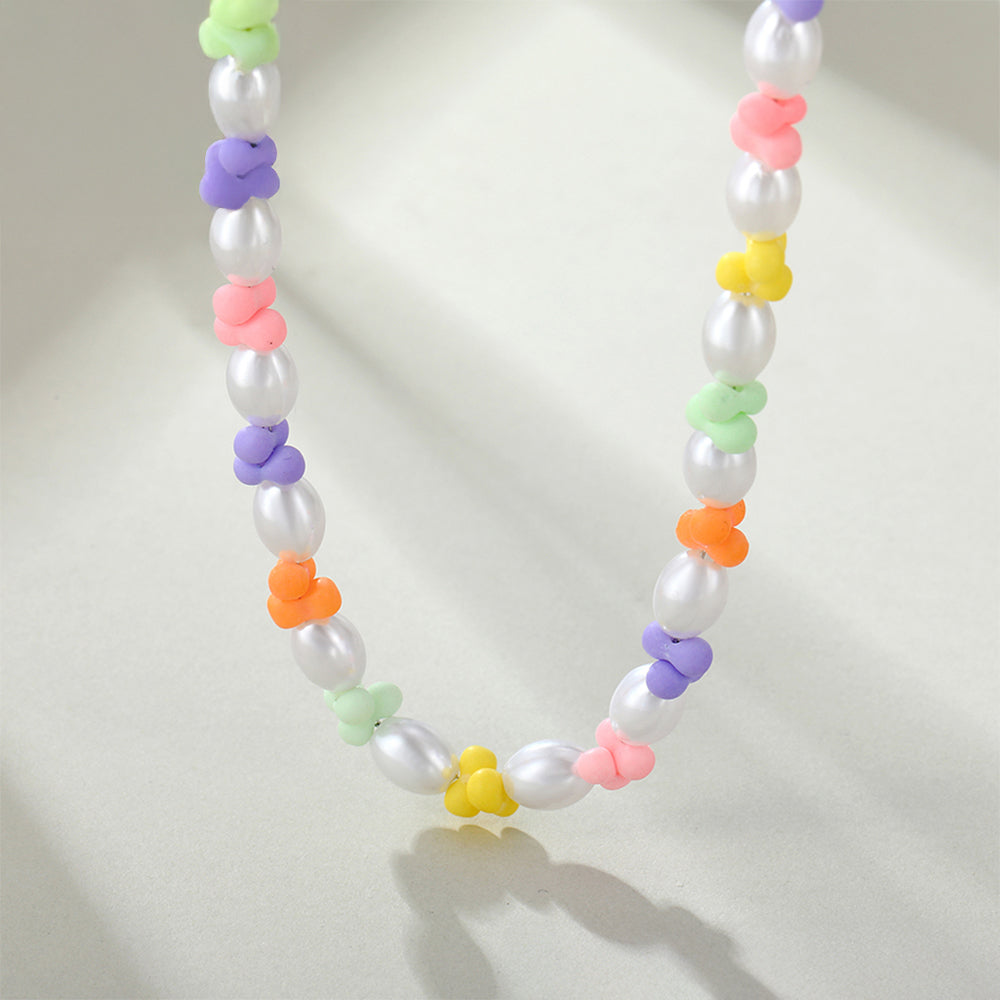 Collar de Aleación Bañado en Oro con Perla de cristal