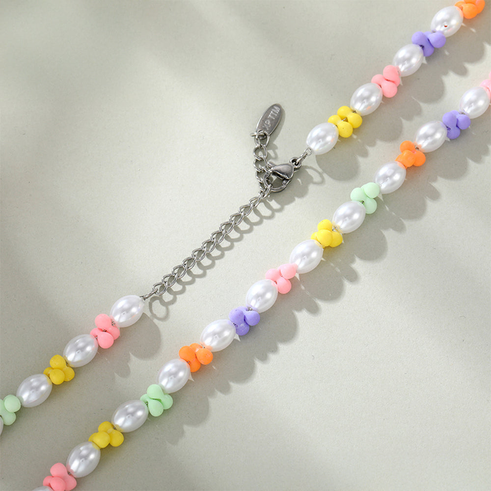 Collar de Aleación Bañado en Oro con Perla de cristal 5 