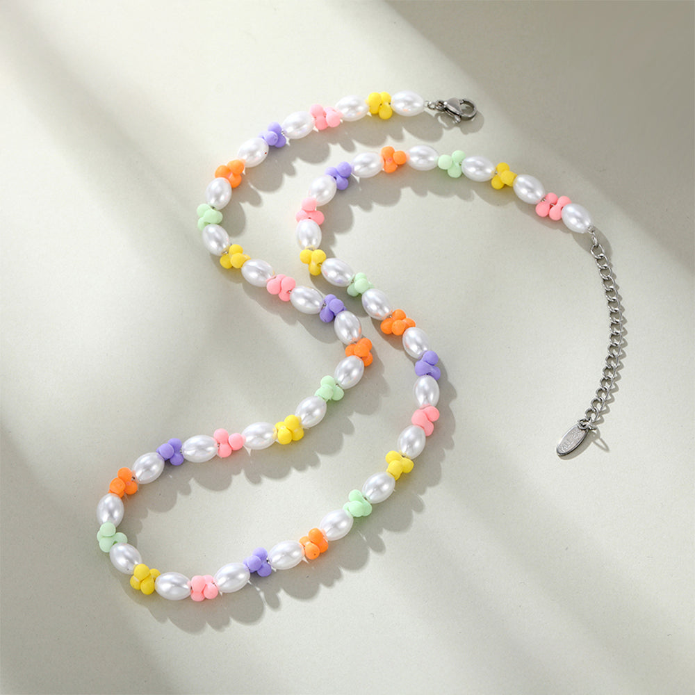 Collar de Aleación Bañado en Oro con Perla de cristal 6 