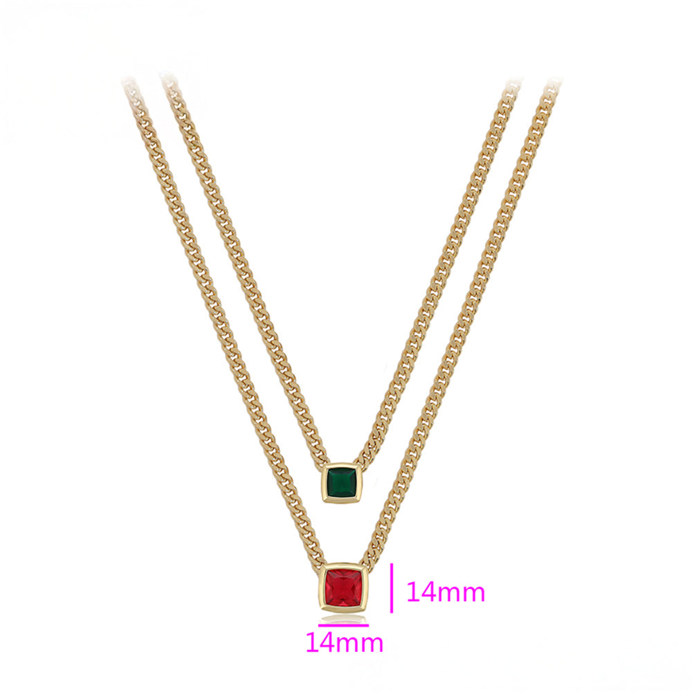 Collar de Aleación Bañado en Oro con Cristal Emporia® Rojo y Cristal Emporia® Verde 3 