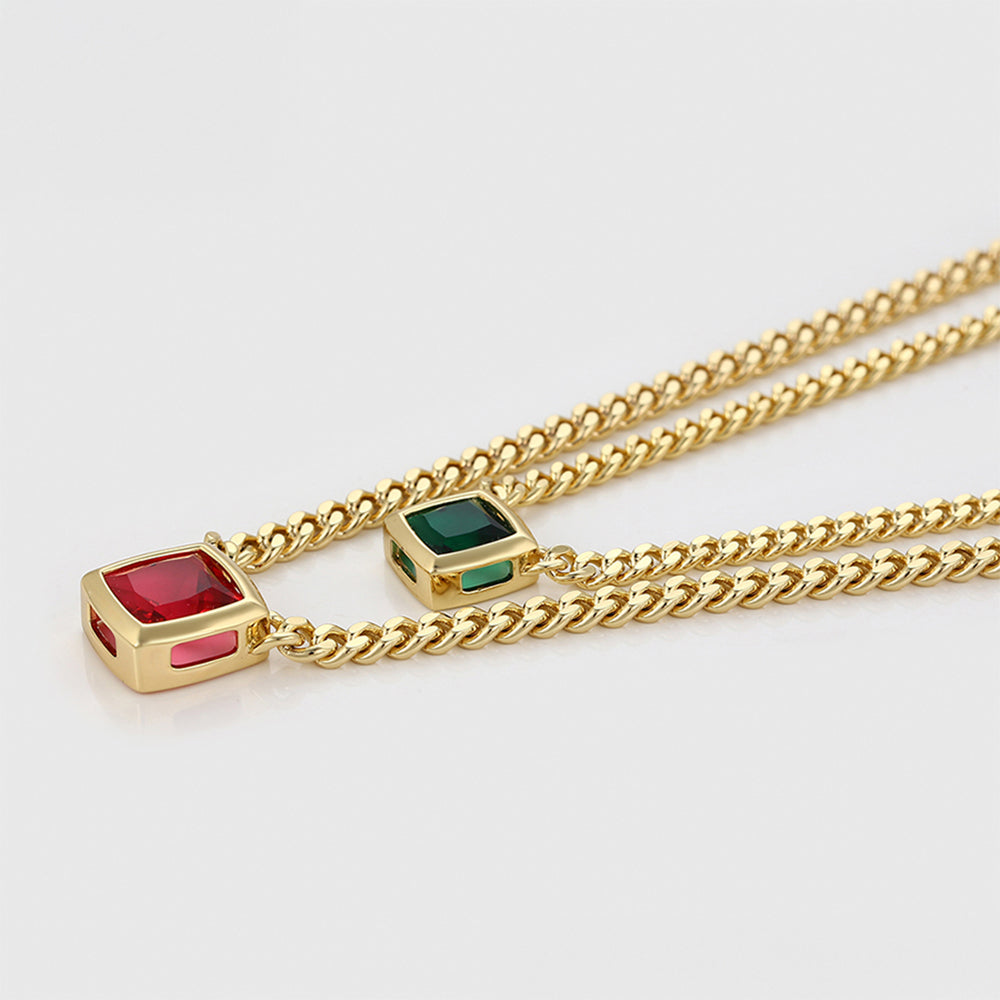 Collar de Aleación Bañado en Oro con Cristal Emporia® Rojo y Cristal Emporia® Verde 7 