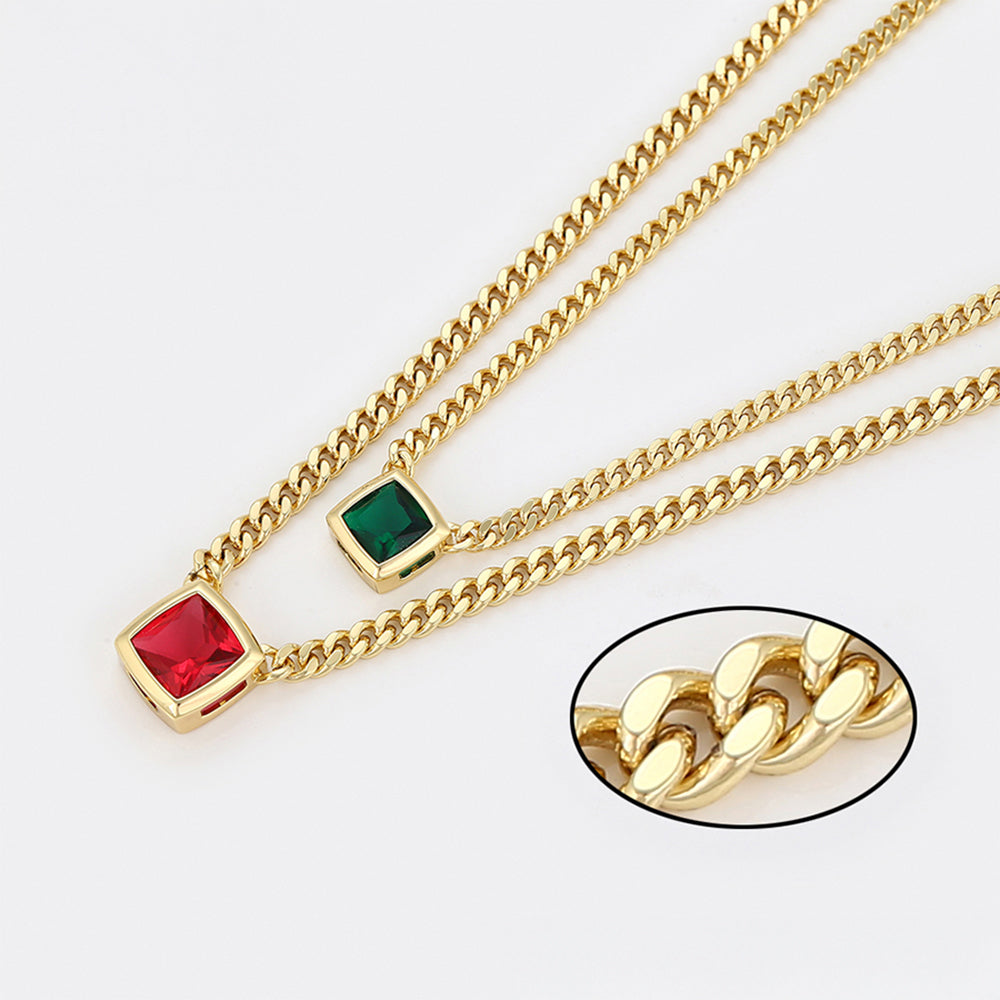 Collar de Aleación Bañado en Oro con Cristal Emporia® Rojo y Cristal Emporia® Verde