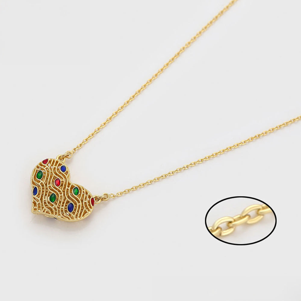 Collar de Aleación Bañado en Oro con Cristal Emporia® Rojo y Cristal Emporia® Verde 5 