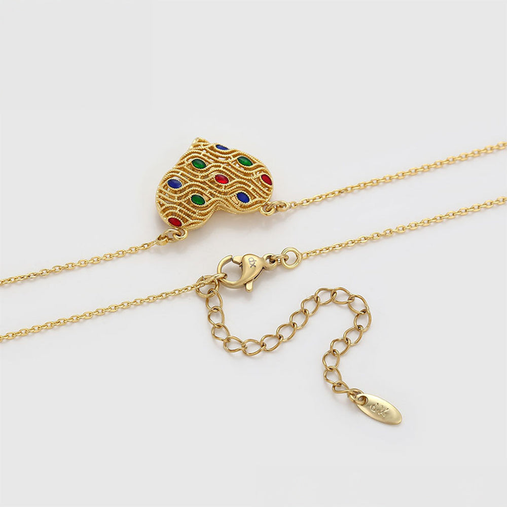 Collar de Aleación Bañado en Oro con Cristal Emporia® Rojo y Cristal Emporia® Verde 7 