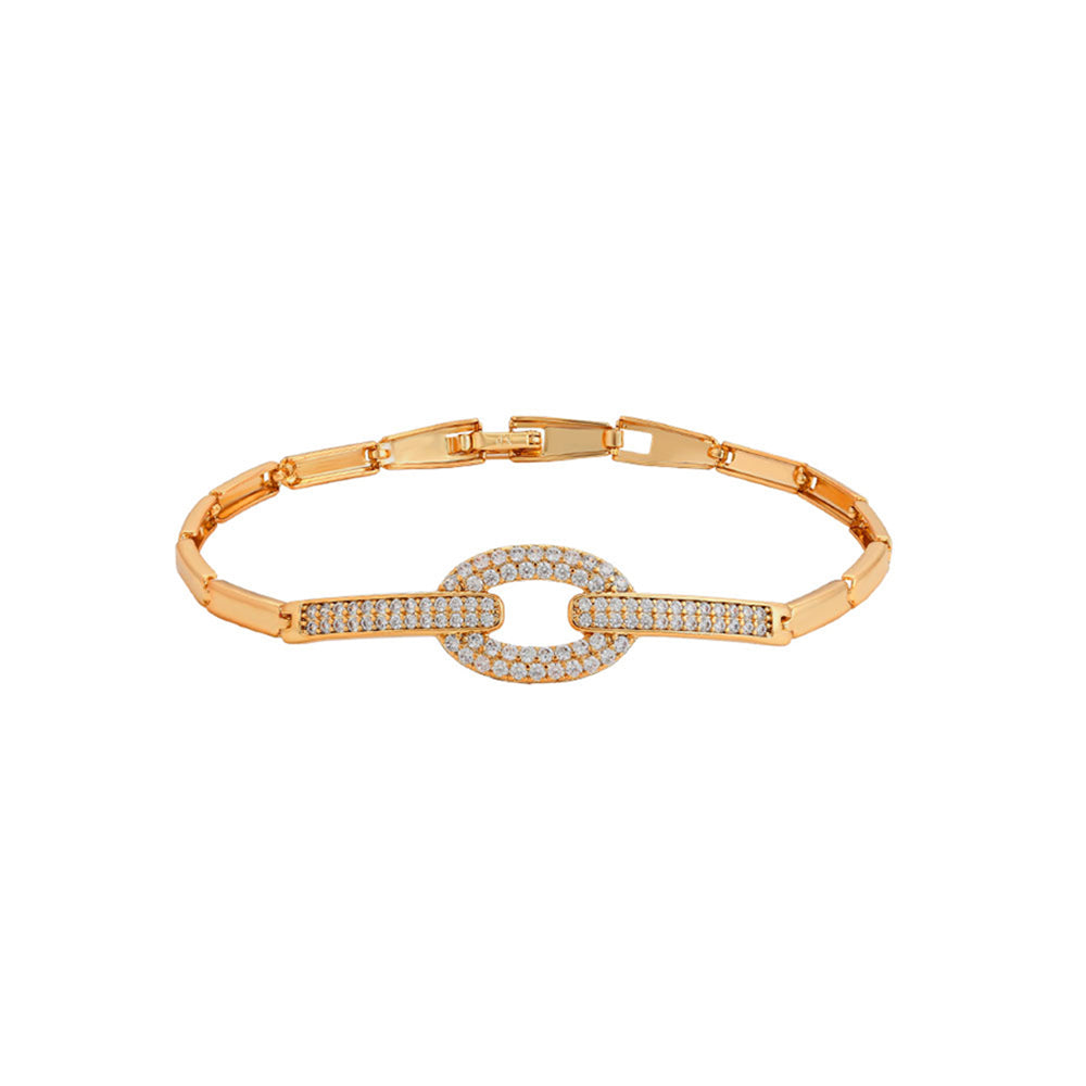 Pulsera de Aleación Bañado en Oro con Cristal Emporia® Blanco 2 