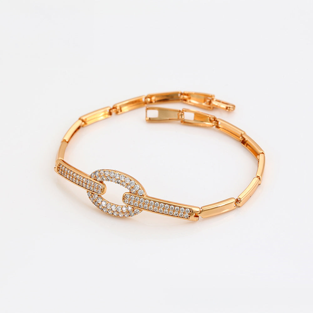 Pulsera de Aleación Bañado en Oro con Cristal Emporia® Blanco