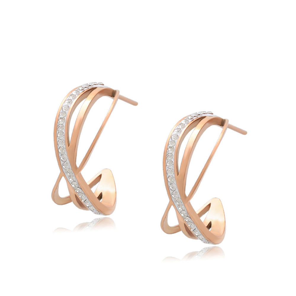 Pendientes de Aleación Bañado en Oro con Cristal Emporia® Blanco 1 