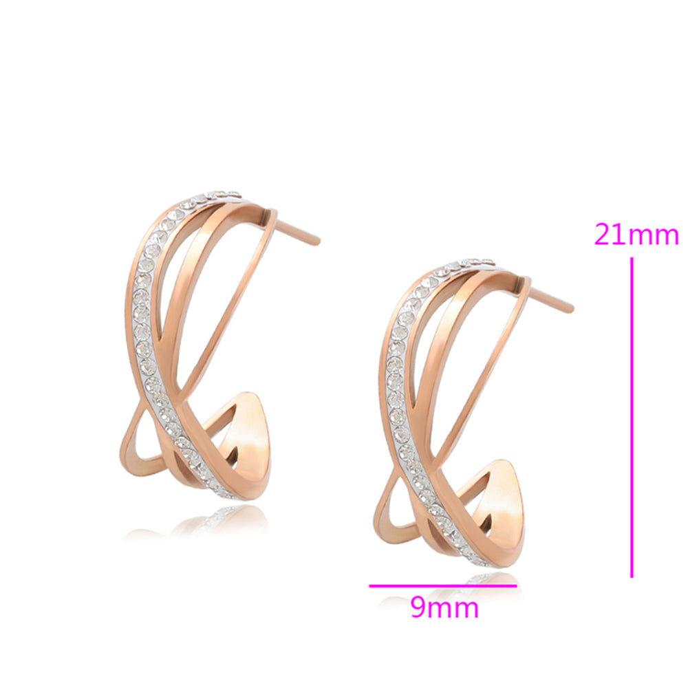 Pendientes de Aleación Bañado en Oro con Cristal Emporia® Blanco