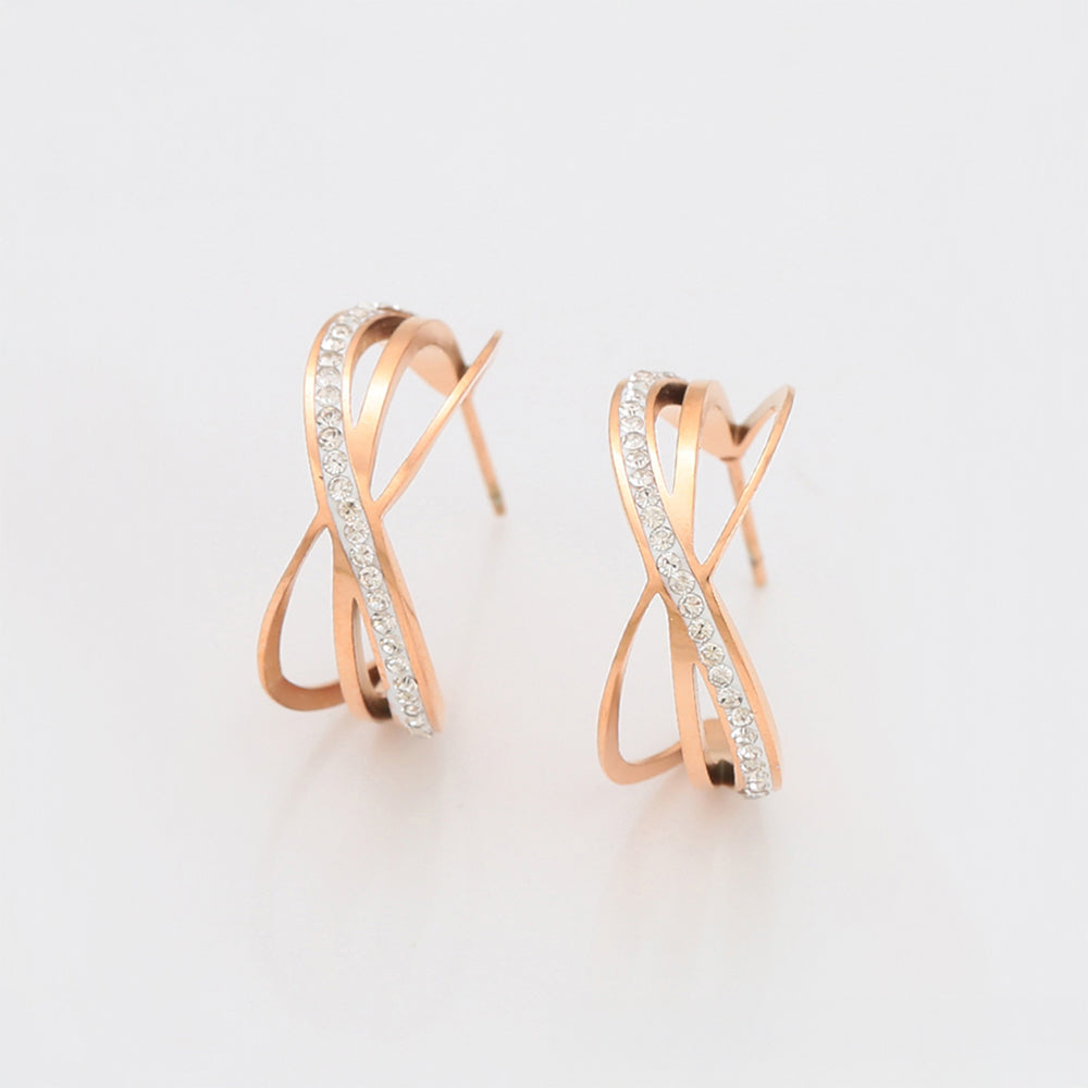 Pendientes de Aleación Bañado en Oro con Cristal Emporia® Blanco