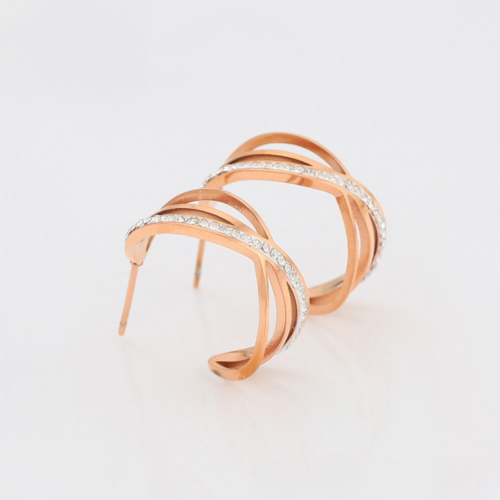 Pendientes de Aleación Bañado en Oro con Cristal Emporia® Blanco 4 