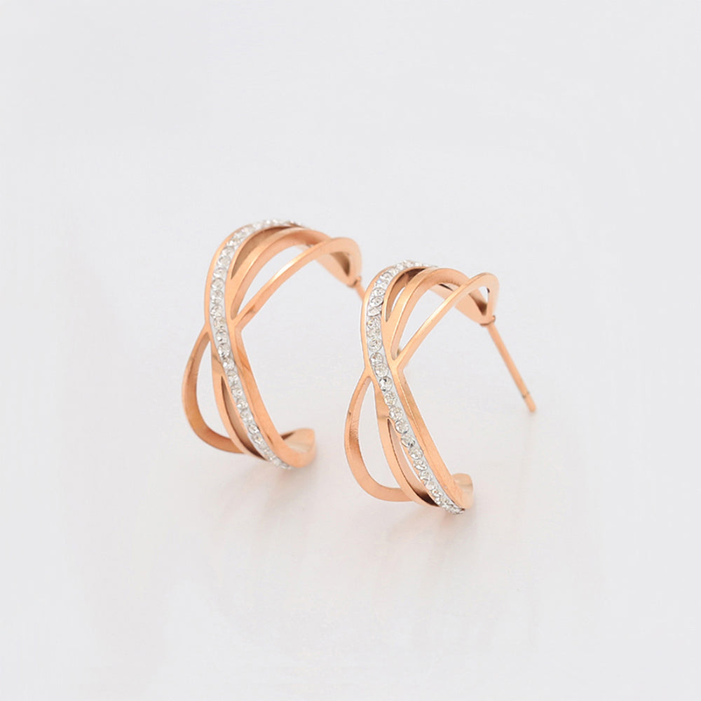 Pendientes de Aleación Bañado en Oro con Cristal Emporia® Blanco