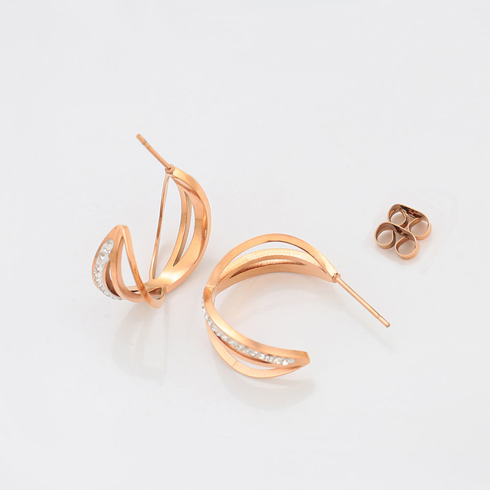 Pendientes de Aleación Bañado en Oro con Cristal Emporia® Blanco 6 