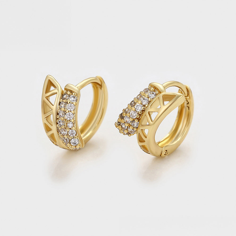 Pendientes de Aleación Bañado en Oro con Cristal Emporia® Blanco 3 