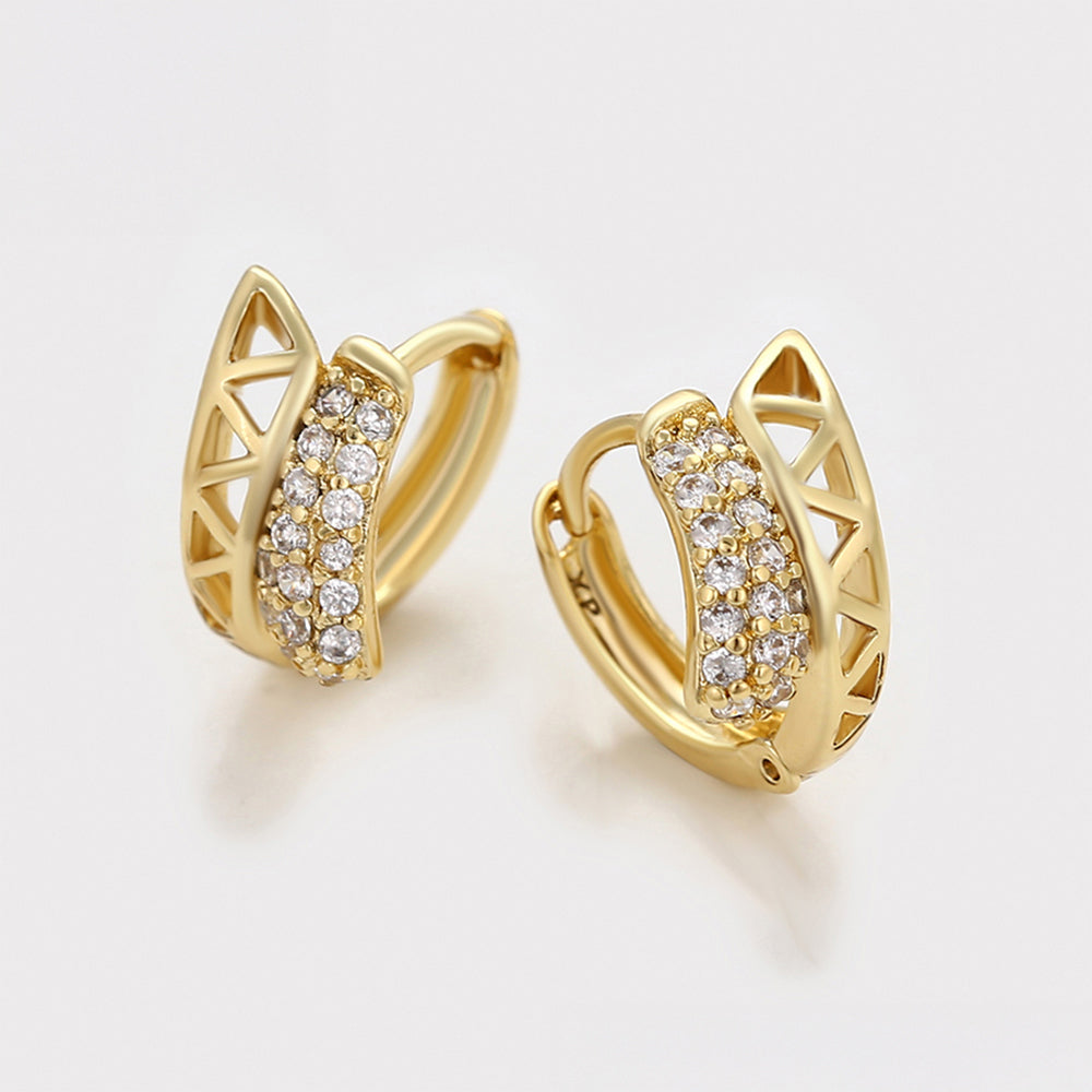 Pendientes de Aleación Bañado en Oro con Cristal Emporia® Blanco 4 