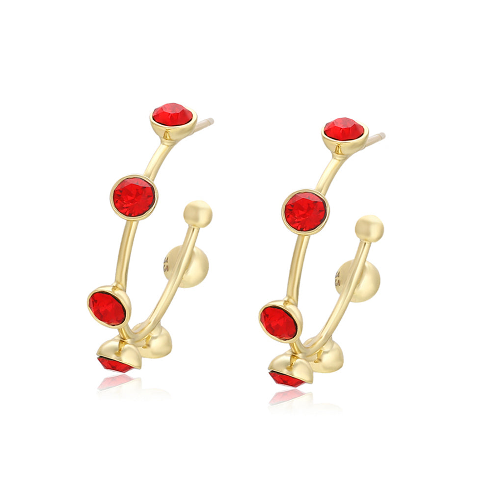 Pendientes de Aleación Bañado en Oro con Cristal Emporia® Rojo 1 