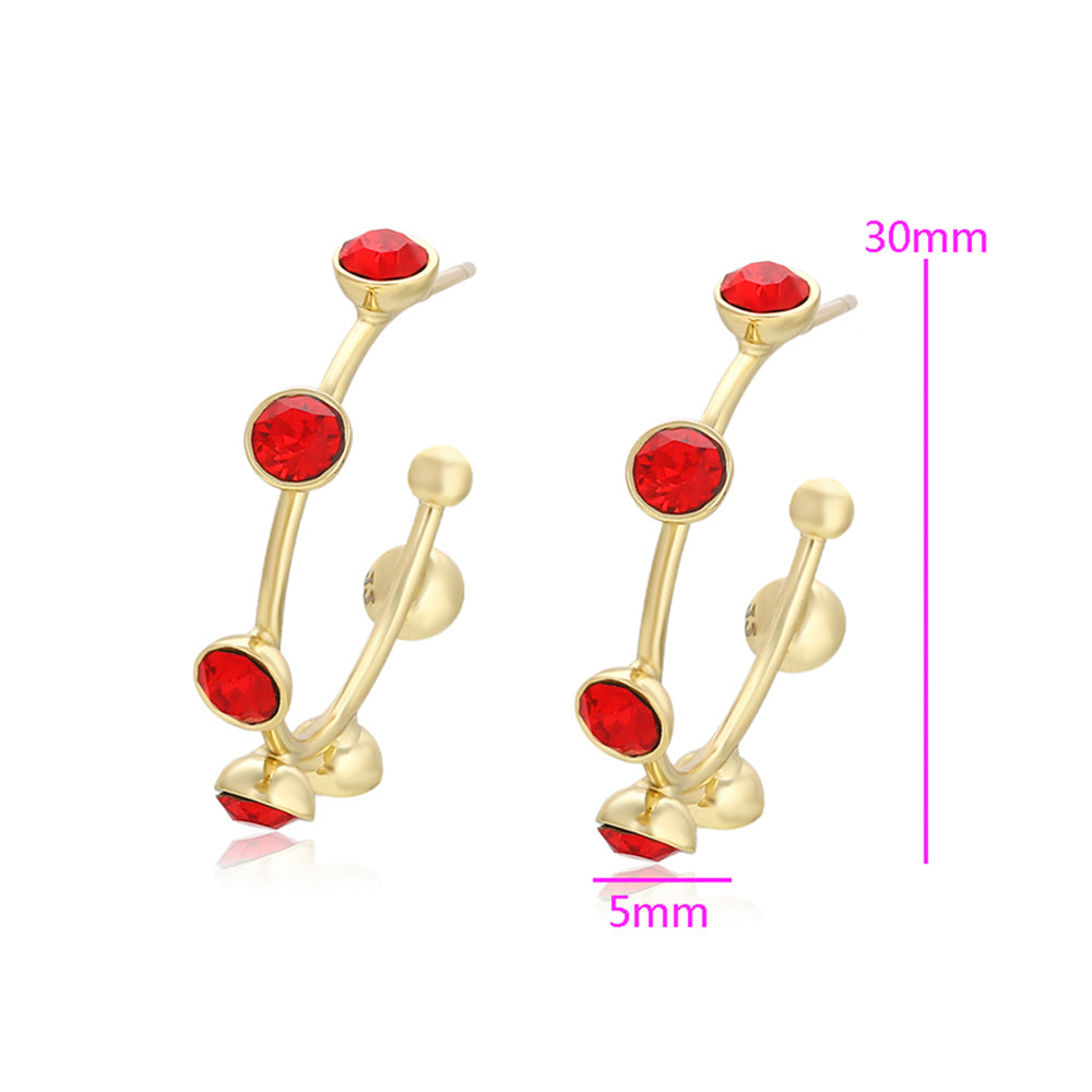 Pendientes de Aleación Bañado en Oro con Cristal Emporia® Rojo 2 