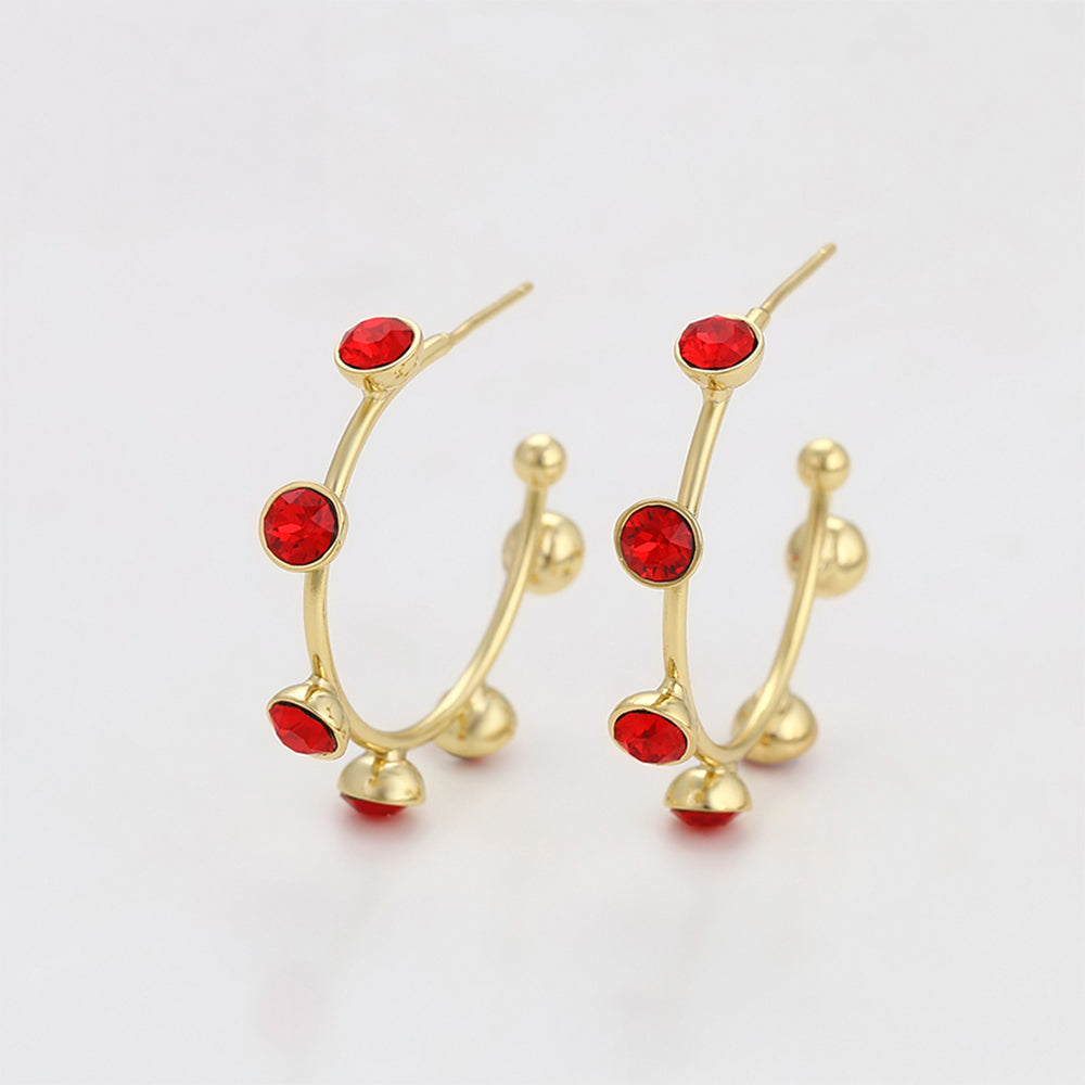 Pendientes de Aleación Bañado en Oro con Cristal Emporia® Rojo