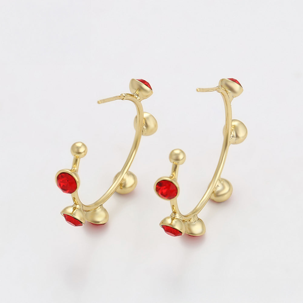 Pendientes de Aleación Bañado en Oro con Cristal Emporia® Rojo 4 