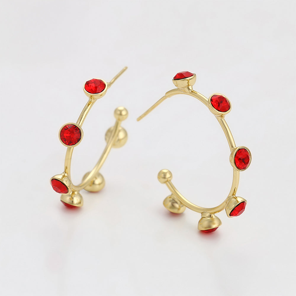 Pendientes de Aleación Bañado en Oro con Cristal Emporia® Rojo 5 