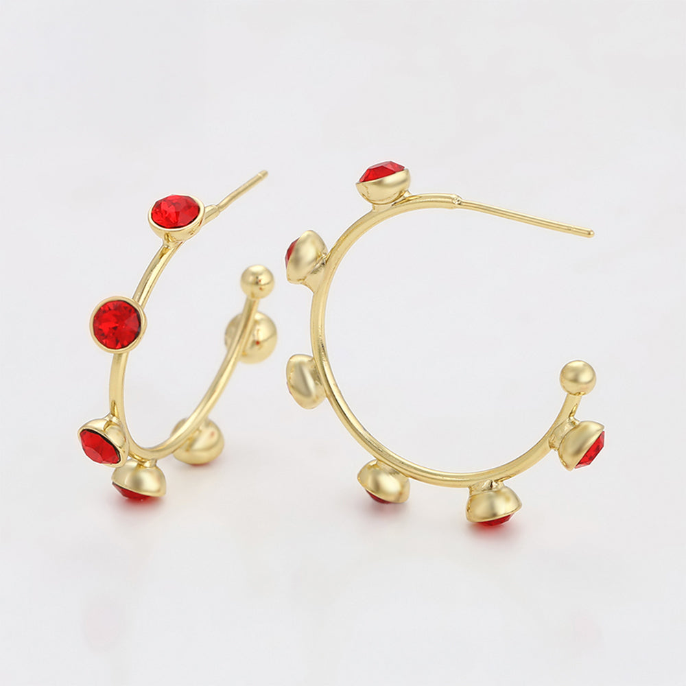 Pendientes de Aleación Bañado en Oro con Cristal Emporia® Rojo 6 