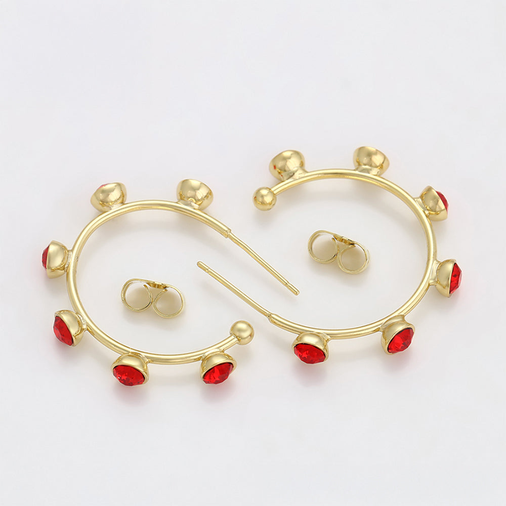 Pendientes de Aleación Bañado en Oro con Cristal Emporia® Rojo