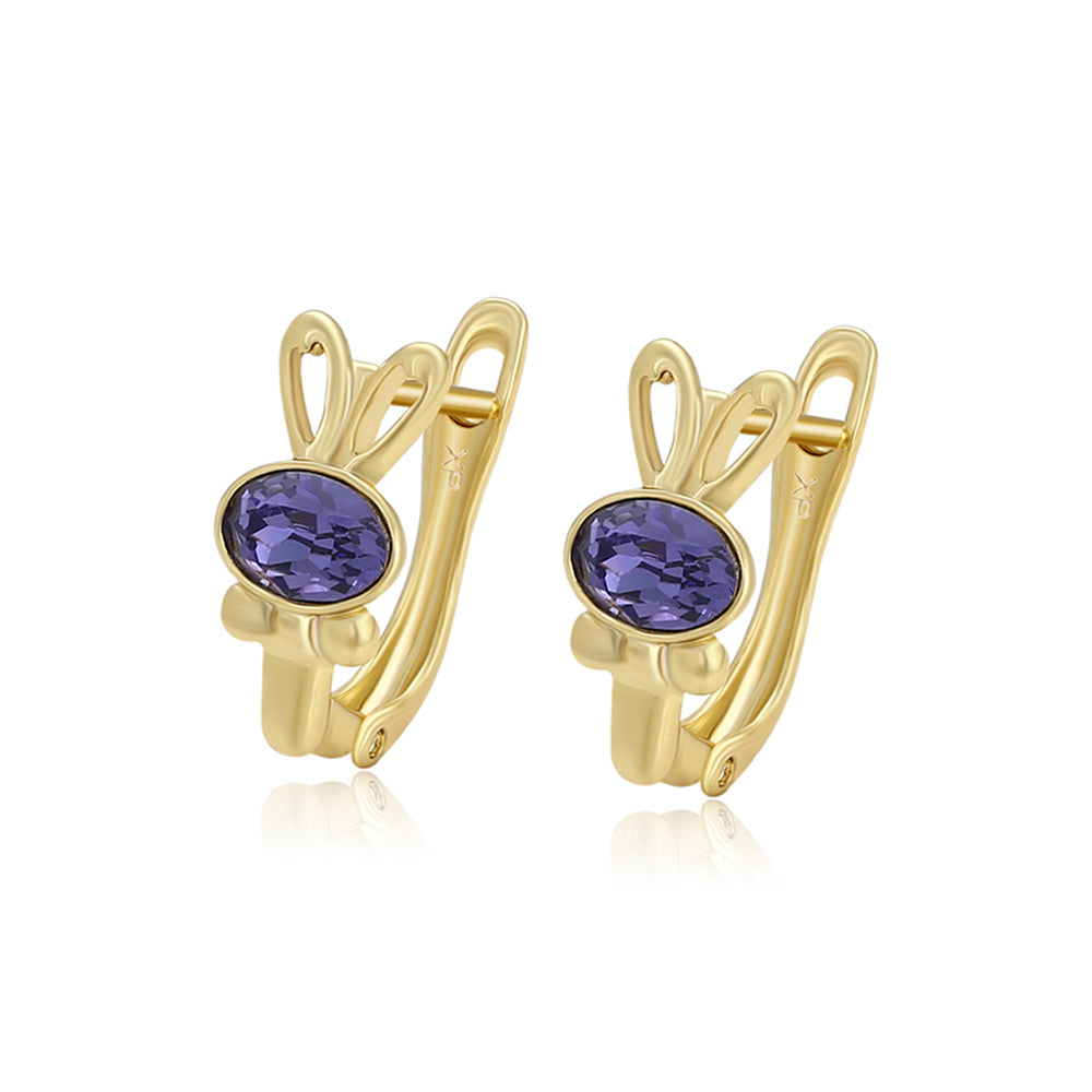 Pendientes de Aleación Bañado en Oro con Cristal Emporia® Púrpura