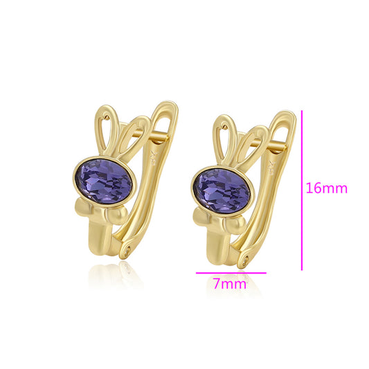 Pendientes de Aleación Bañado en Oro con Cristal Emporia® Púrpura