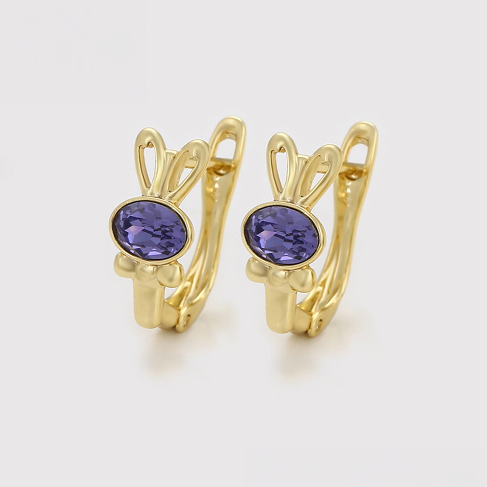 Pendientes de Aleación Bañado en Oro con Cristal Emporia® Púrpura 6 