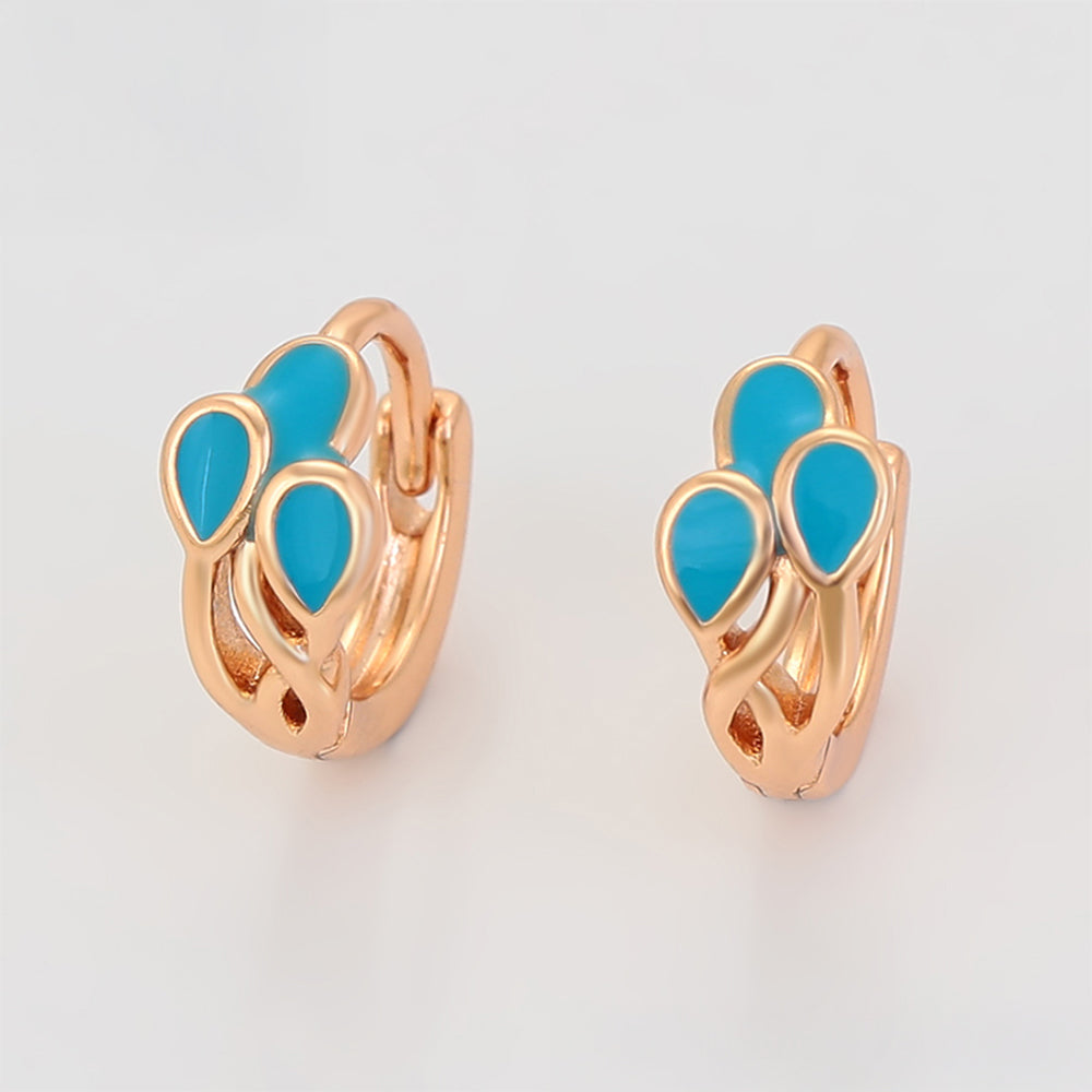 Pendientes de Aleación Bañado en Oro con Cristal Emporia® Azul 3 