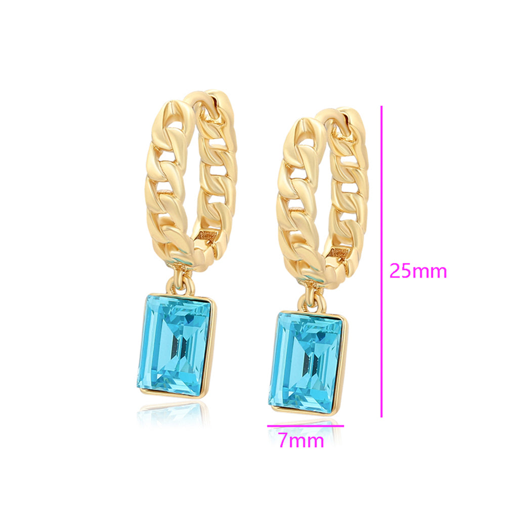 Pendientes de Aleación Bañado en Oro con Cristal Emporia® Azul 2 