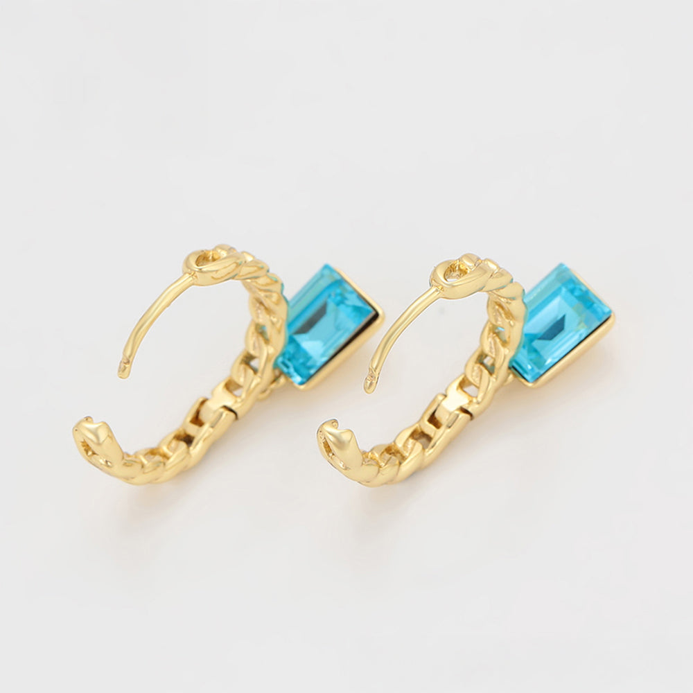 Pendientes de Aleación Bañado en Oro con Cristal Emporia® Azul 5 
