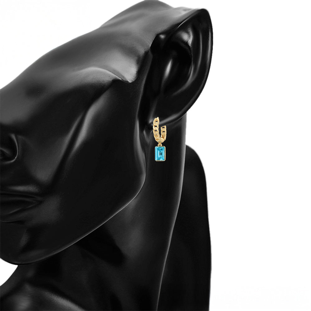 Pendientes de Aleación Bañado en Oro con Cristal Emporia® Azul 8 