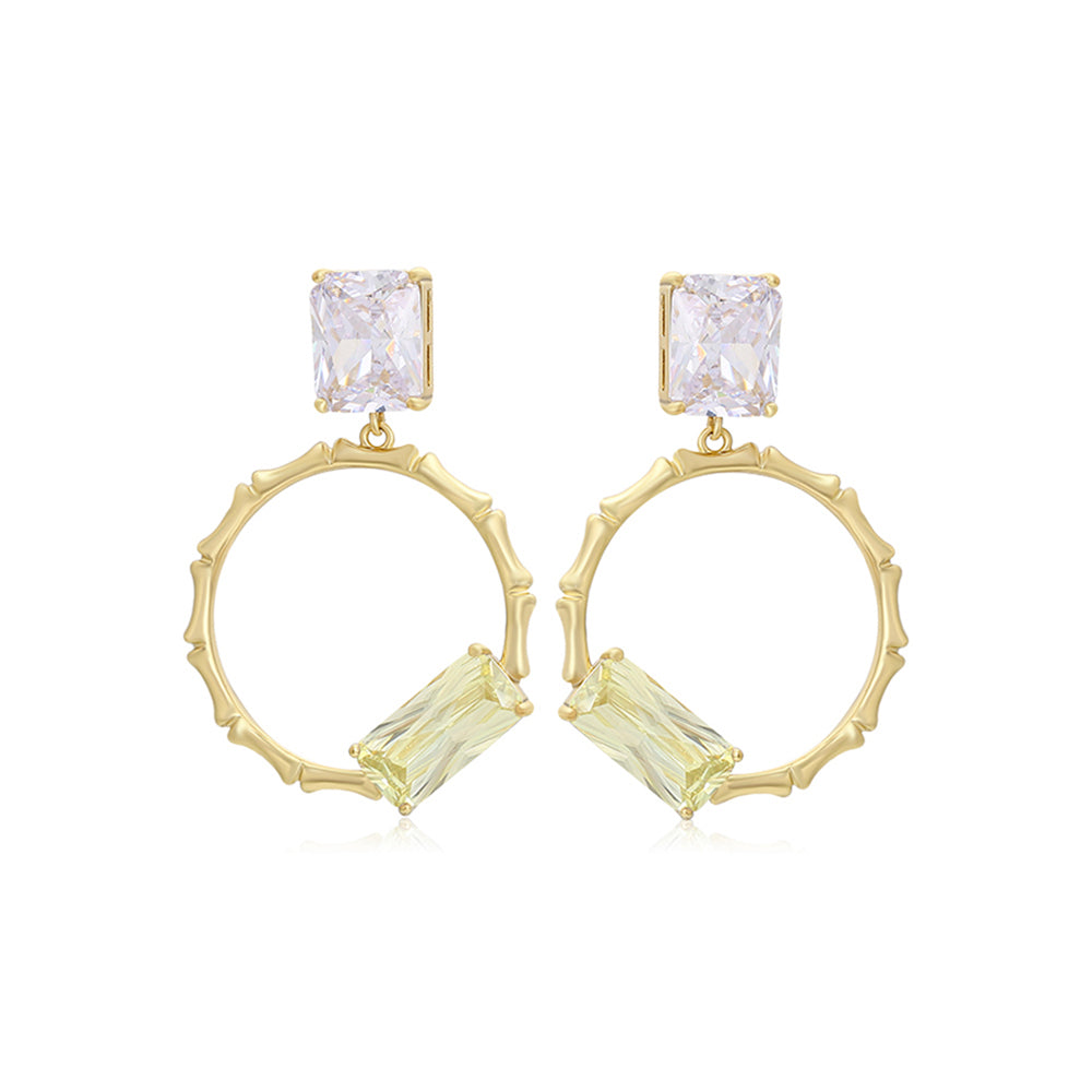 Pendientes de Aleación Bañado en Oro con Cristal Emporia® Verde y Cristal Emporia® Blanco 1 