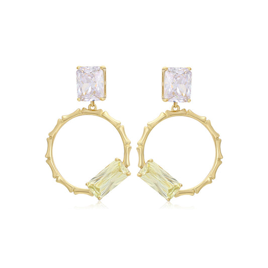 Pendientes de Aleación Bañado en Oro con Cristal Emporia® Verde y Cristal Emporia® Blanco