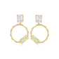 Pendientes de Aleación Bañado en Oro con Cristal Emporia® Verde y Cristal Emporia® Blanco