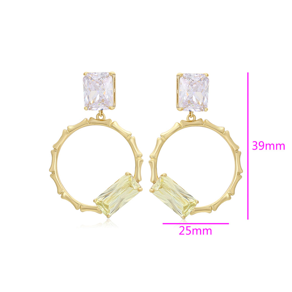 Pendientes de Aleación Bañado en Oro con Cristal Emporia® Verde y Cristal Emporia® Blanco 2 